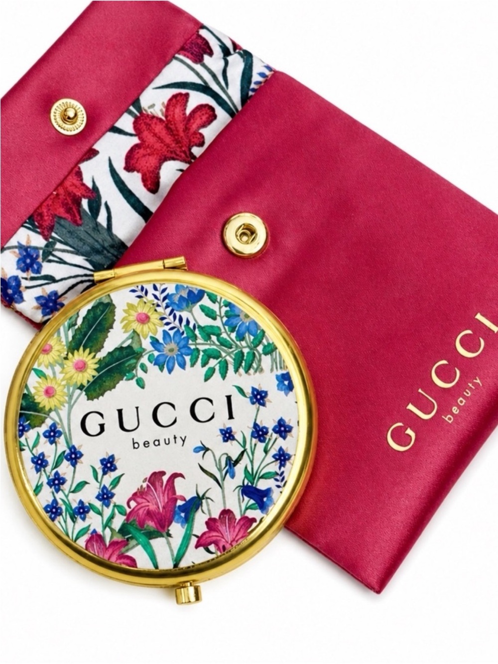 Gucci Beauty Compact Mirror + Pouch NWT